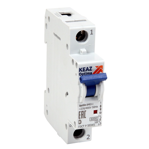 Автоматический выключатель КЭАЗ OptiDin BM63 1P 40A D 6кА AC (BM63-1D40-УХЛ3) (автомат электрический)