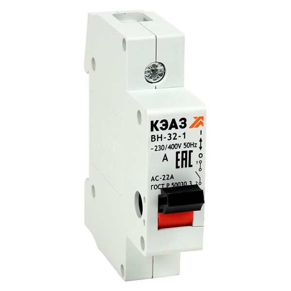 Рубильник модульный КЭАЗ ВН-32-132-УХЛ3 1П 32А однофазный (выключатель нагрузки)