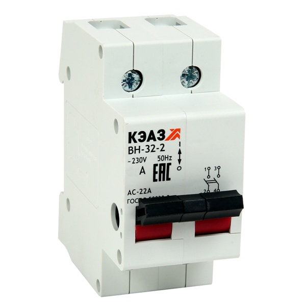 Рубильник модульный КЭАЗ ВН-32-263-УХЛ3 2П 63А однофазный (выключатель нагрузки)