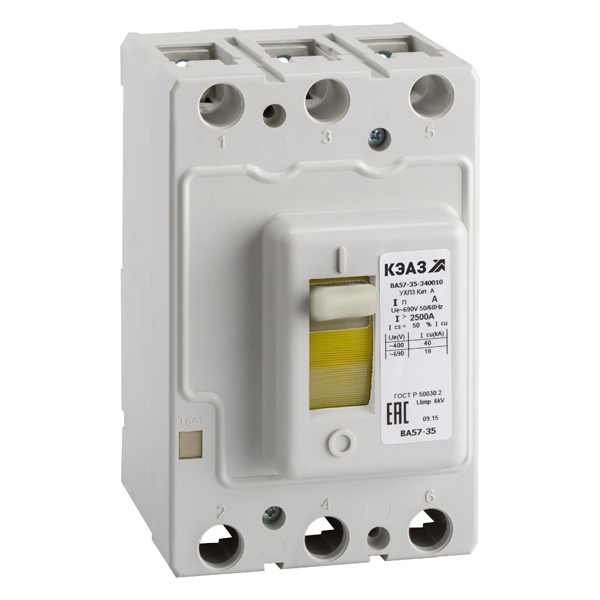 Выключатель автоматический КЭАЗ ВА57-35 80А 3П уставка КЗ 500А 690В AC УХЛ3 25кА