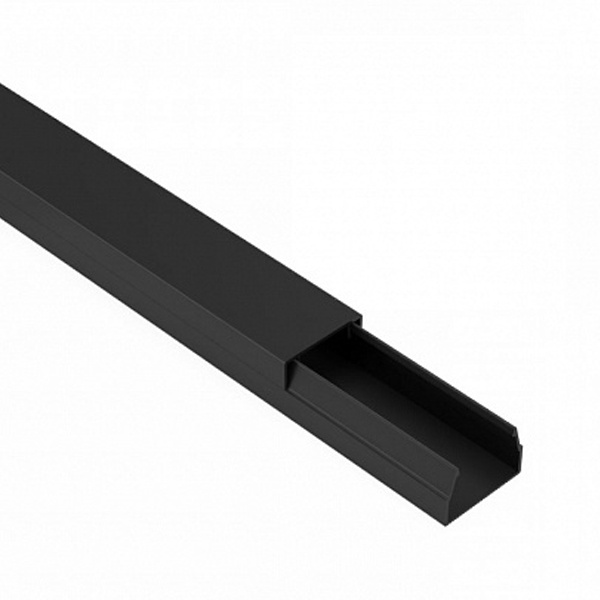 Кабель-канал Промрукав с крышкой 15х10 ПВХ черный 2м/шт [уп.144м] (кабельный короб)