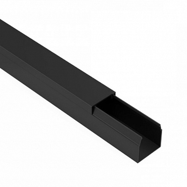 Кабель-канал Промрукав с крышкой 16х16 ПВХ черный 2м/шт [уп.84м] (кабельный короб)