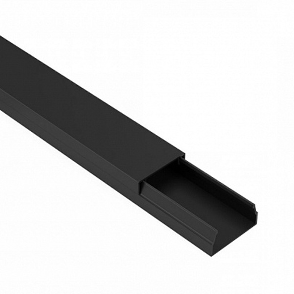 Кабель-канал Промрукав с крышкой 20х10 ПВХ черный 2м/шт [уп.96м] (кабельный короб)