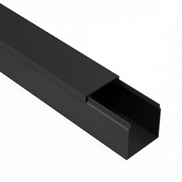 Кабель-канал Промрукав с крышкой 25х25 ПВХ черный 2м/шт [уп.32м] (кабельный короб)