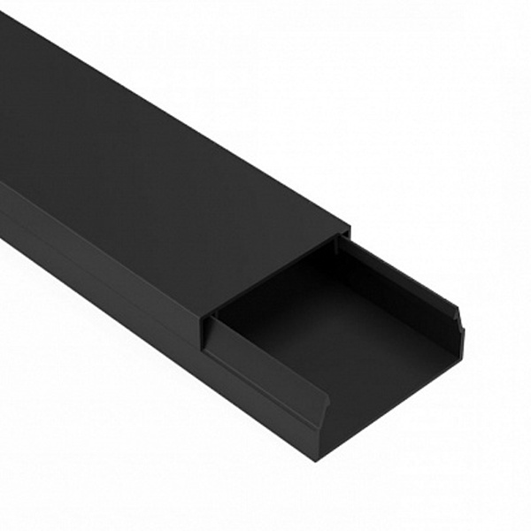 Кабель-канал Промрукав с крышкой 40х16 ПВХ черный 2м/шт [уп.30м] (кабельный короб)
