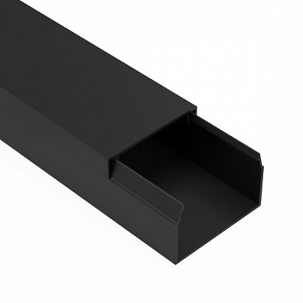 Кабель-канал Промрукав с крышкой 40х25 ПВХ черный 2м/шт [уп.24м] (кабельный короб)