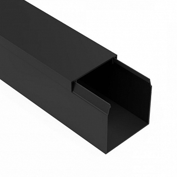 Кабель-канал Промрукав с крышкой 40х40 ПВХ черный 2м/шт [уп.24м] (кабельный короб)