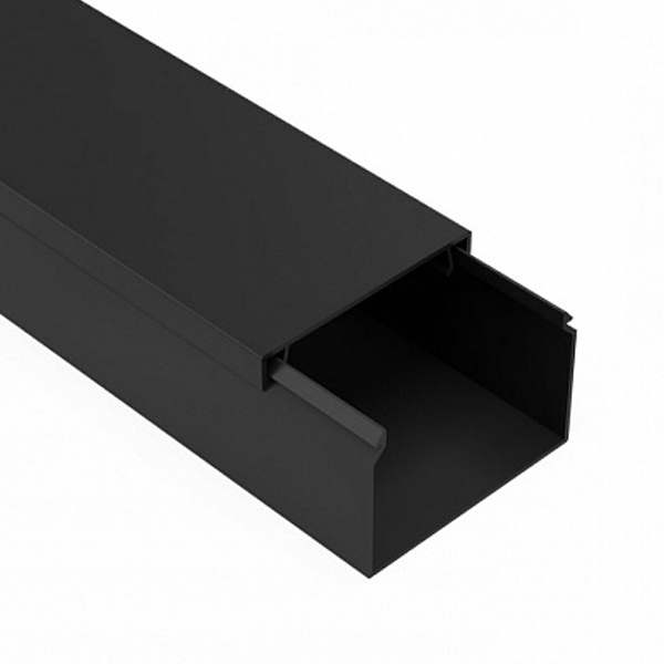 Кабель-канал Промрукав с крышкой 60х40 ПВХ черный 2м/шт [уп.18м] (кабельный короб)