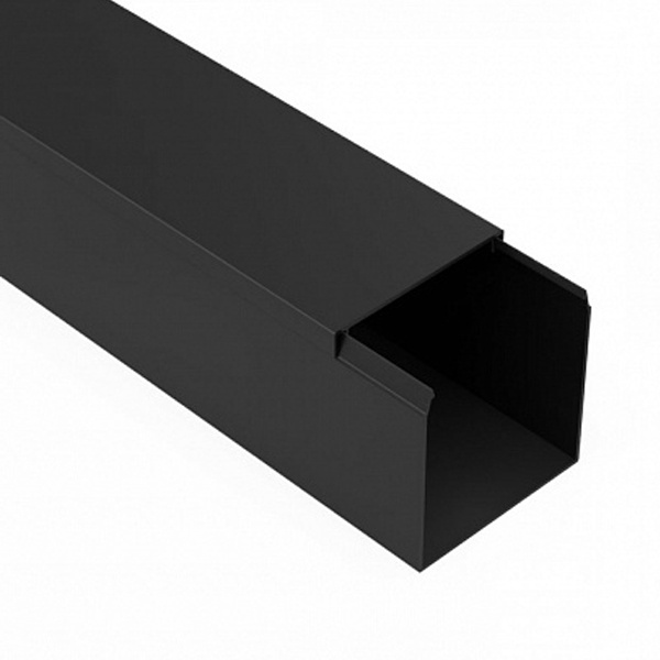 Кабель-канал Промрукав с крышкой 60х60 ПВХ черный 2м/шт [уп.12м] (кабельный короб)