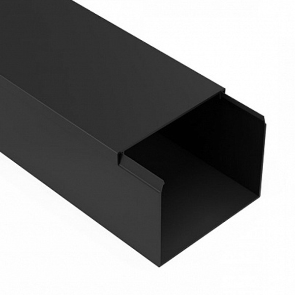Кабель-канал Промрукав с крышкой 80х60 ПВХ черный 2м/шт [уп.8м] (кабельный короб)
