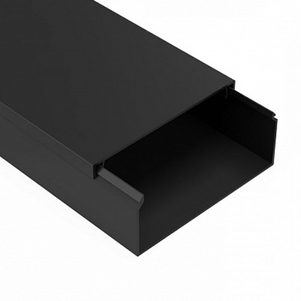 Кабель-канал Промрукав с крышкой 100х40 ПВХ черный 2м/шт [уп.8м] (кабельный короб)
