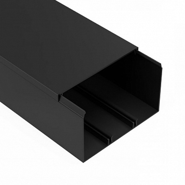 Кабель-канал Промрукав с крышкой 100х60 ПВХ черный 2м/шт [уп.8м] (кабельный короб)