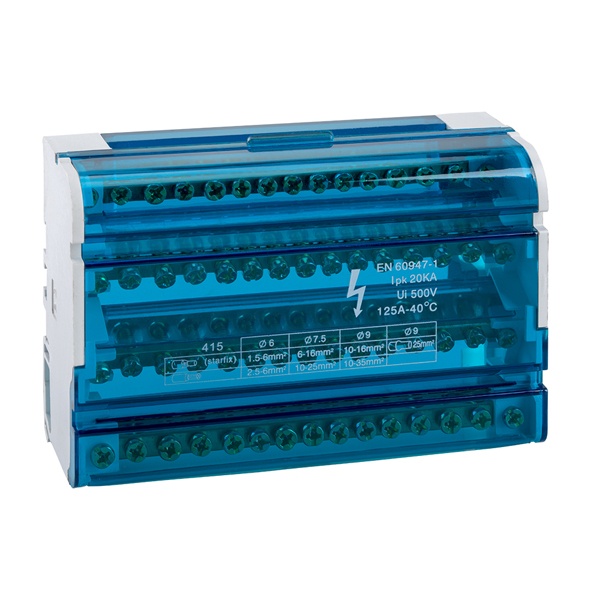 Шина N нулевая на DIN-рейку (кросс-модуль) в корпусе КЭАЗ 4х15групп-125А 7,5м