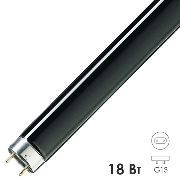 Лампа ультрафиолетовая Philips T8 TL-D 18W/108 BLB G13 365nm черное стекло