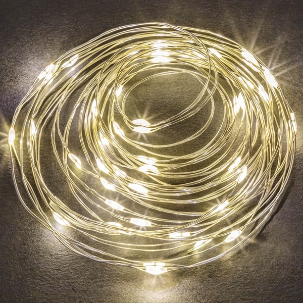 Гирлянда нить Navigator 80 710 NGF-SM01-10WW-10-1.2m-2AA-SL-IP20 постоянное свечение, теплый белый