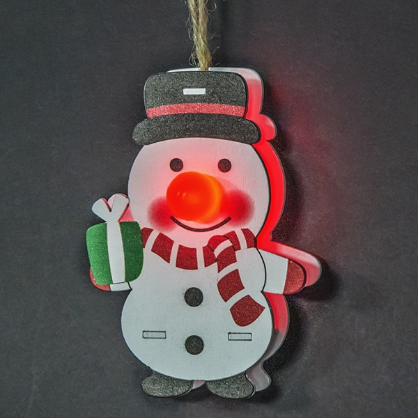 Гирлянда Navigator 80 723 NGF-D018-R-1CR2032 деревянный Снеговик, на батарейках, красный свет