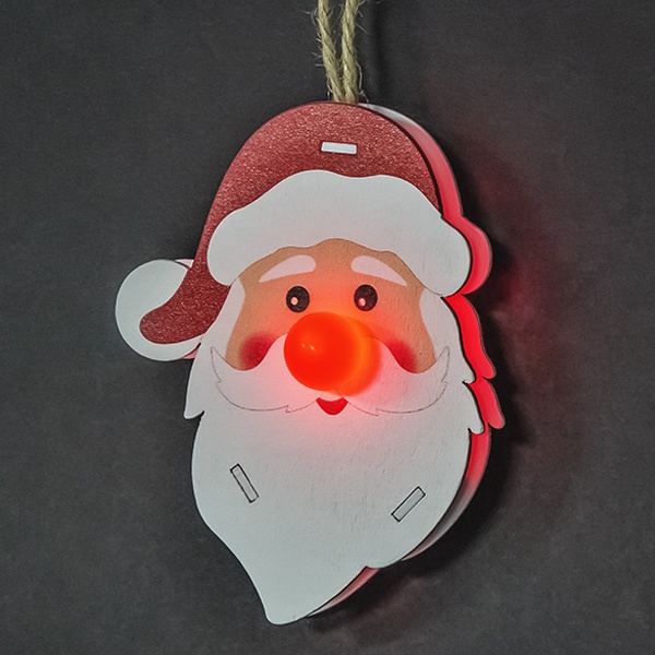 Гирлянда Navigator 80 724 NGF-D019-R-1CR2032 деревянный Дед Мороз, на батарейках, красный свет