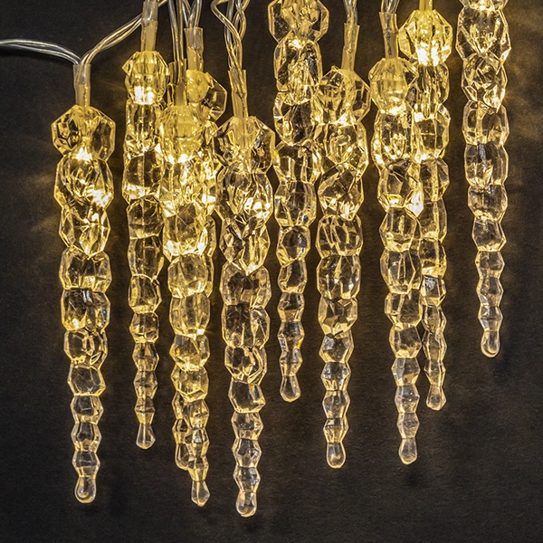 Гирлянда Navigator 80 721 NGF-D016-10WW-2AA сосульки прозрачные, на батарейках, тёплый свет