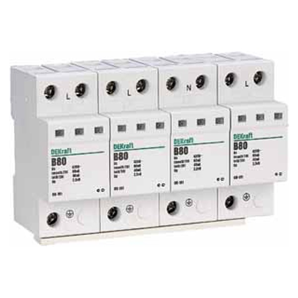 Ограничитель перенапряжений DEKraft ОП-101 3P+N In-40кА Im-80кА класс B(I) 420В