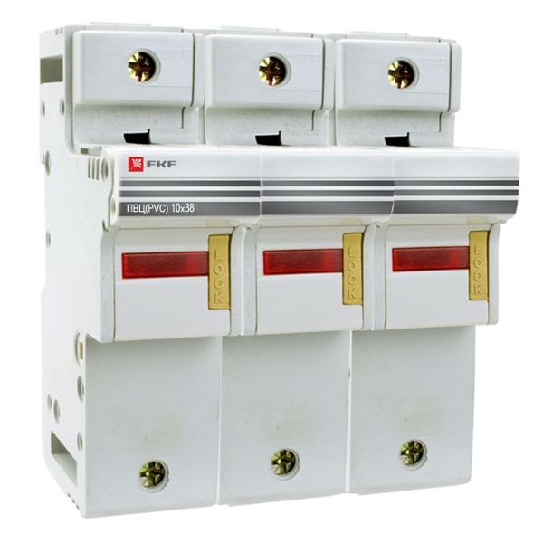 Предохранитель-разъединитель EKF для ПВЦ 10x38 3P (с индикацией)