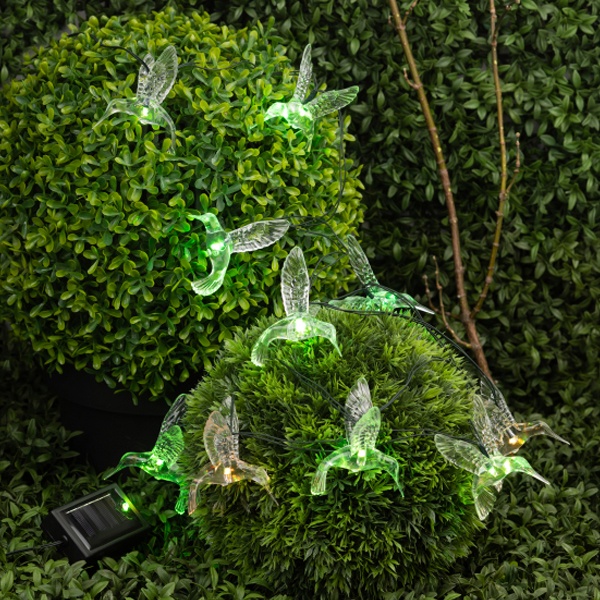 Садовая гирлянда ЭРА ERASF22-26 Колибри на солнечной батарее 10 прозрачных фигурок, 3.8 метра IP44