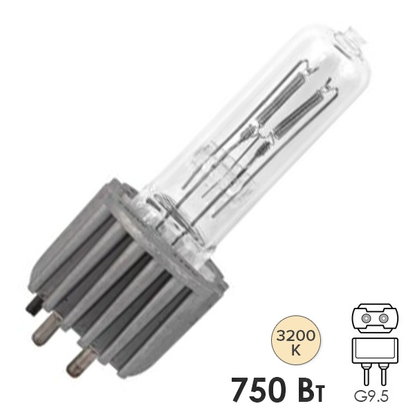 Лампа специальная галогенная Osram 93729 HPL 750W 3200K 240V G9.5 19750lm 300h d19x104mm