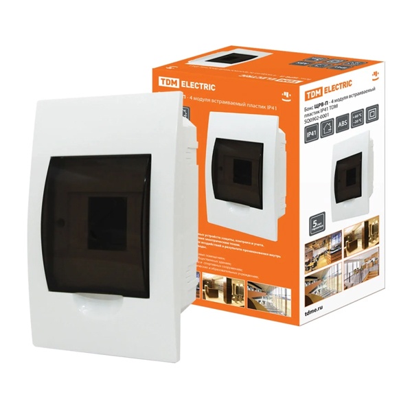 Щит встраиваемый TDM ЩРВ-П-4 (1x4) модуля пластик IP41 белый
