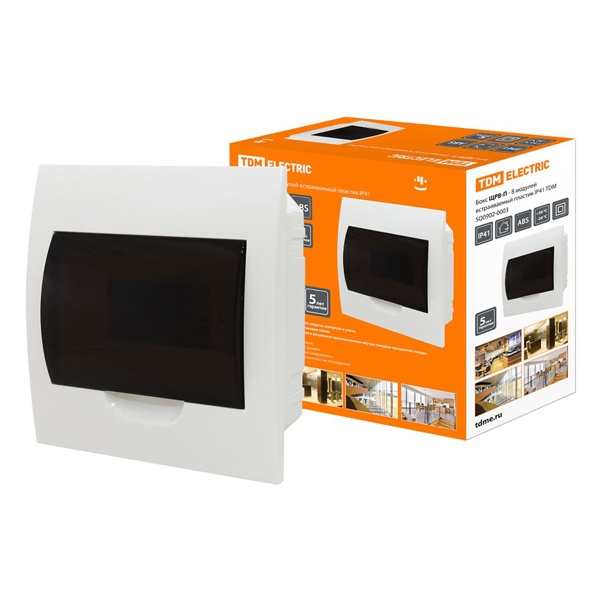 Щит встраиваемый TDM ЩРВ-П-8 (1x8) модулей пластик IP41 белый