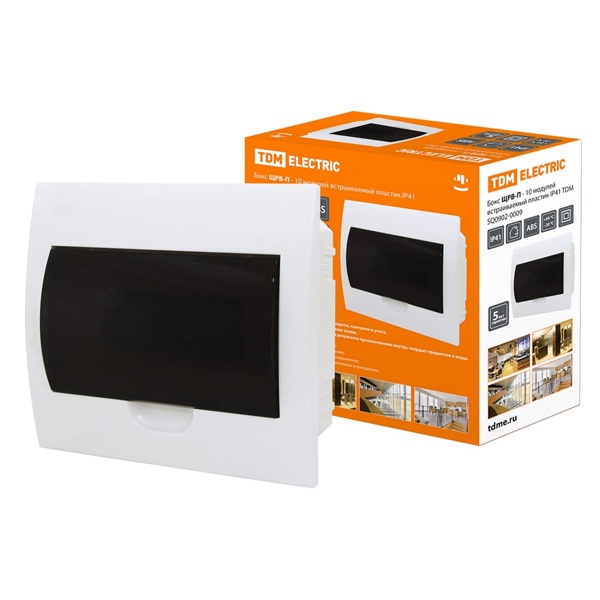 Щит встраиваемый TDM ЩРВ-П-10 (1x10) модулей пластик IP41 белый