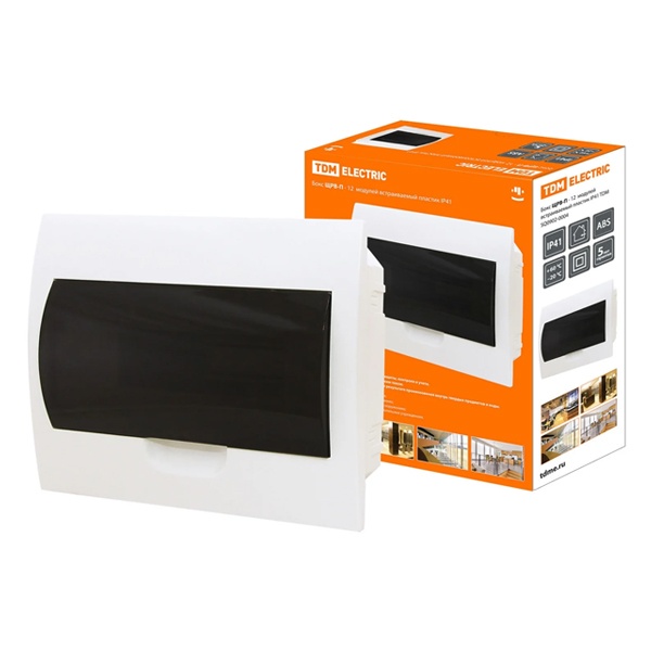 Щит встраиваемый TDM ЩРВ-П-12 (1x12) модулей пластик IP41 белый