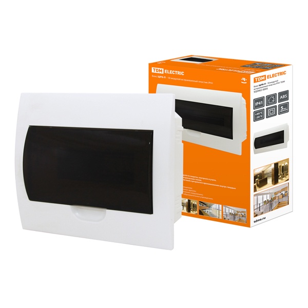 Щит встраиваемый TDM ЩРВ-П-18 (1x18) модулей пластик IP41 белый