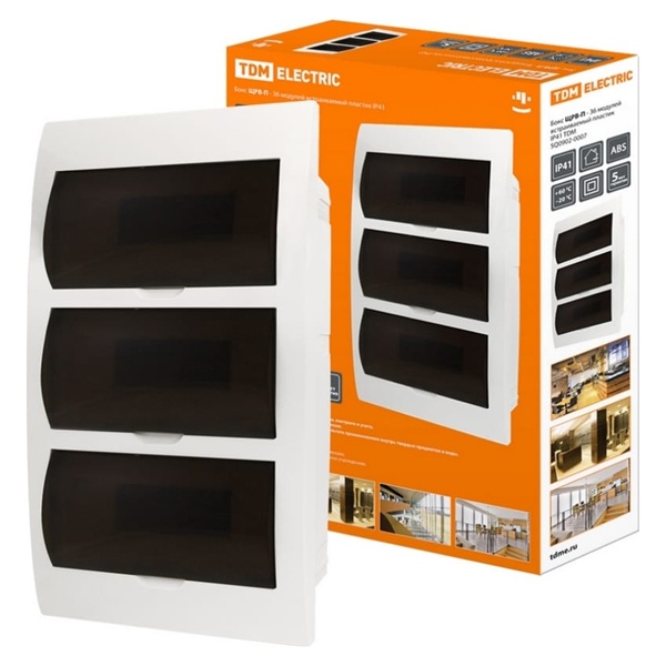 Щит встраиваемый TDM ЩРВ-П-36 (3х12) модулей пластик IP41 белый