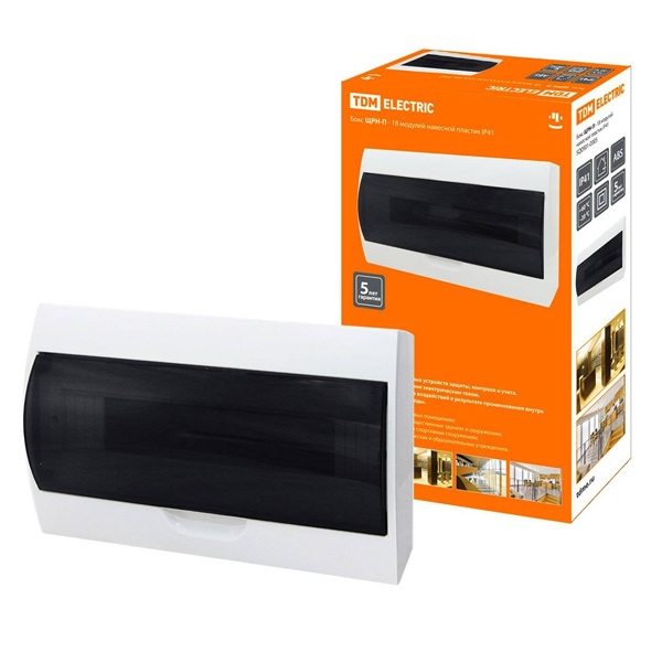 Щит навесной TDM ЩРН-П-12 (1x12) модулей пластик IP41 белый (электрический шкаф)