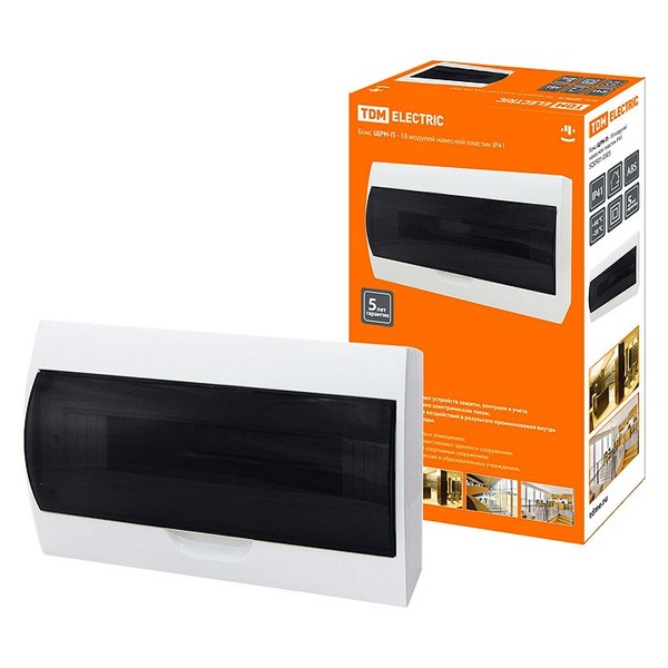 Щит навесной TDM ЩРН-П-18 (1x18) модулей пластик IP41 белый (электрический шкаф)