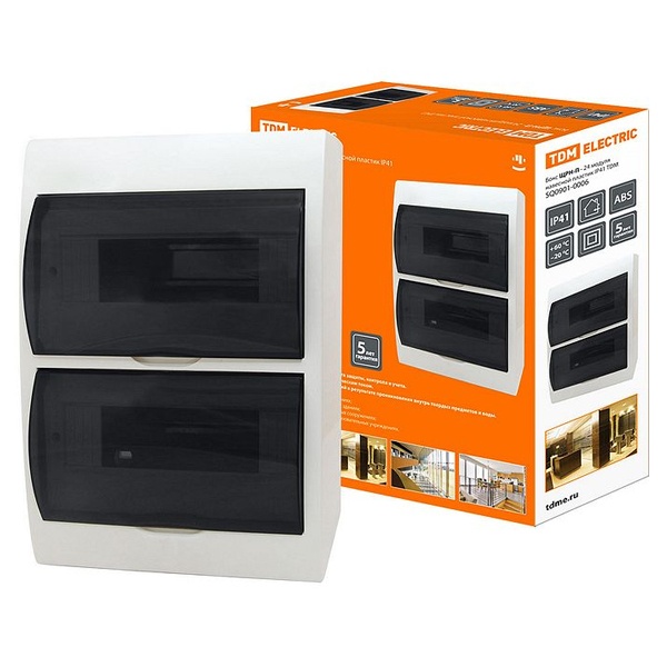 Щит навесной TDM ЩРН-П-24 (2x12) модуля пластик IP41 белый (электрический шкаф)