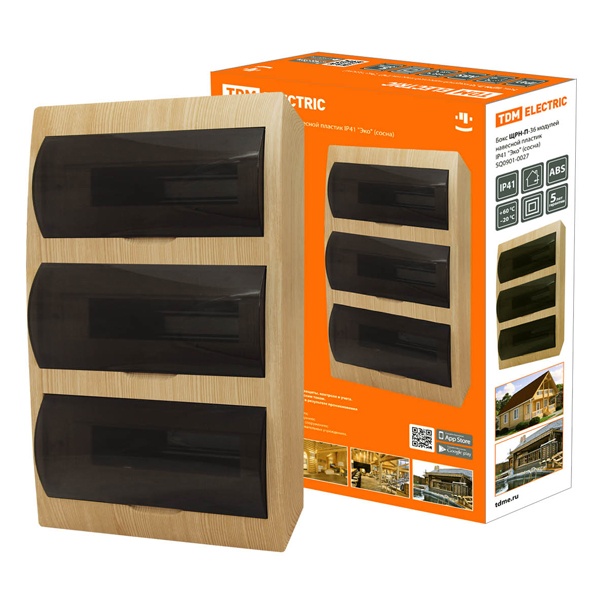 Щит распределительный навесной TDM на 36 модулей (3х12) под дерево Сосна