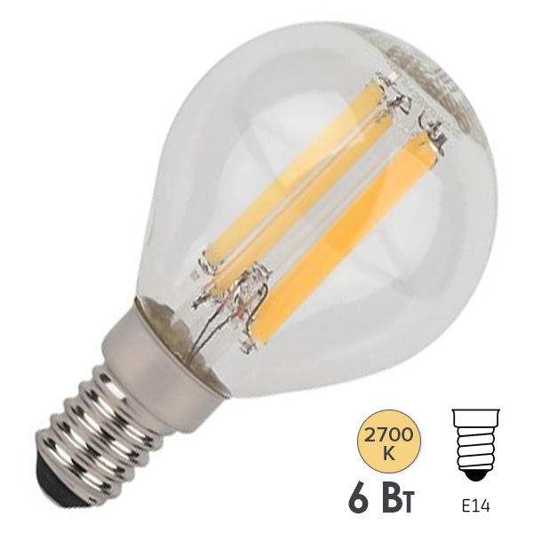 Лампа филаментная светодиодная шарик Osram SCL P75 6W/827 2700K 220V E14 прозрачная