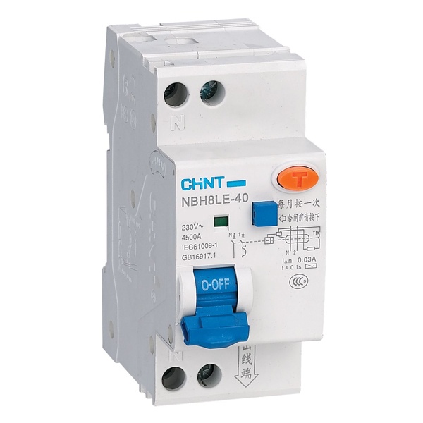 Дифавтомат Chint 1P+N C25А 30мА тип АС однофазный электронный 4,5кА NBH8LE-40 (R) (дифференциальный автомат, АВДТ)