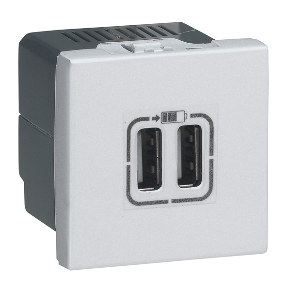 Розетка 2хUSB для зарядки Legrand Mosaic -2М А+А белый New