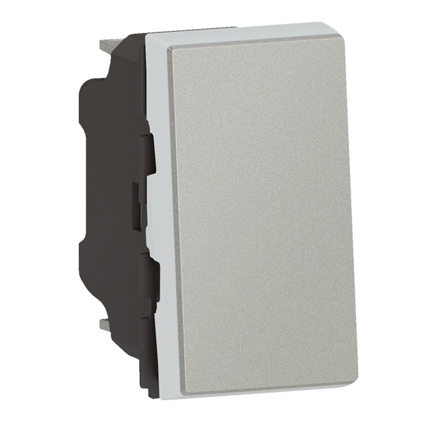 Кнопочный выключатель Legrand Mosaic -1М алюминий New