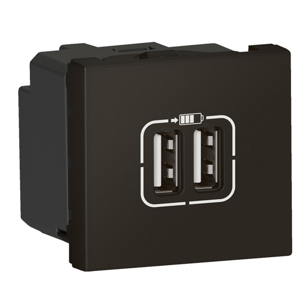 Розетка 2хUSB для зарядки Legrand Mosaic -2М А+А матовый черный New