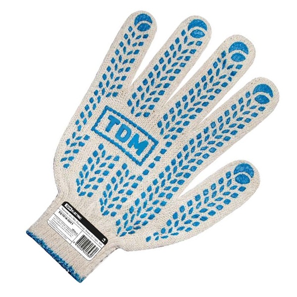 Перчатки TDM х/б с ПВХ, Протектор, белые, 10 пар,