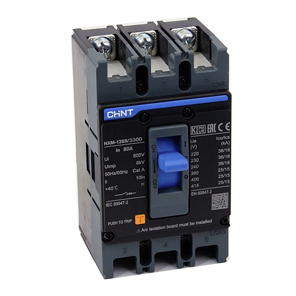 Автоматический выключатель Chint NXM-125S/3Р 80A 25кА (автомат электрический)