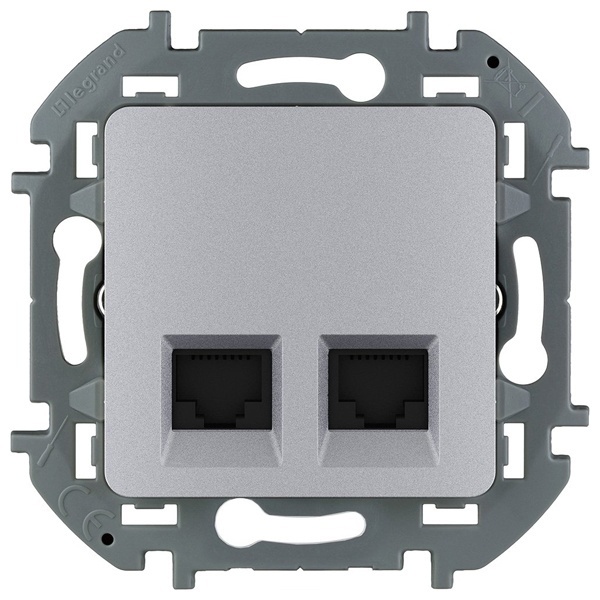 Информационная розетка RJ45 категория 5е UTP 2 выхода Legrand Inspiria алюминий