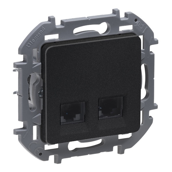 Информационная розетка RJ45 категория 5е UTP 2 выхода Legrand Inspiria антрацит