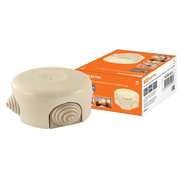 Коробка распаячная TDM фарфоровая D7,8х4,5см ЭКО сосна