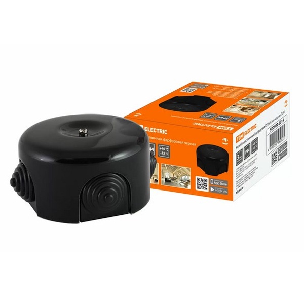 Коробка распаячная TDM фарфоровая D7,8х4,5см черная