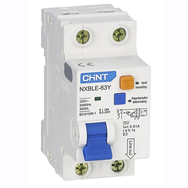 Дифавтомат Chint NXBLE-63Y C32А 1P+N 30мА тип АС однофазный электронный 4,5кА 2м (дифференциальный автомат, АВДТ)