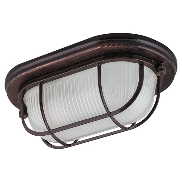 Светильник для бани термостойкий 130° на деревянной основе Орех, IP54 E27 овал решетка НБО 04-60-022