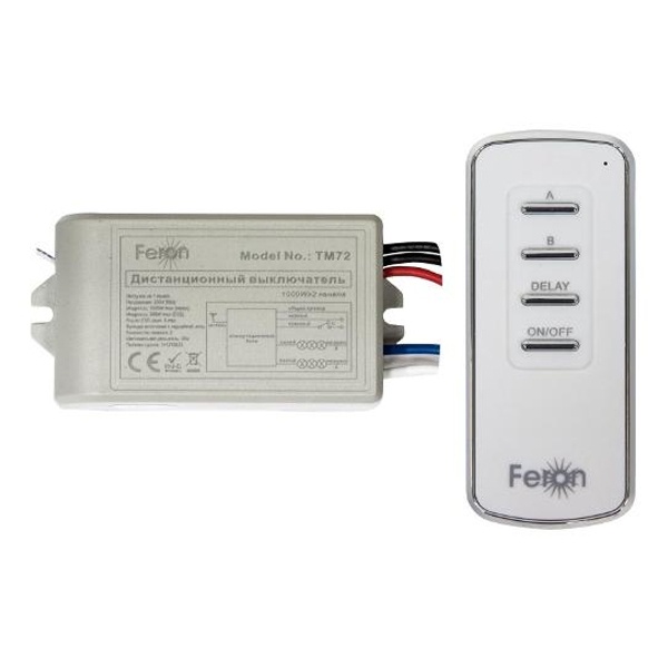 Выключатель дистанционный Feron TM72 230V 1000W 2-хканальный 30м с пультом управления